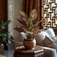 Calathea Rosapicta decorative evergreen indoor plant bringing tropical color and calmness to interiors in Qatar