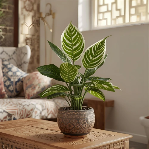 Dieffenbachia Camilla evergreen indoor plant with lush green and cream leaves in Qatar home interior