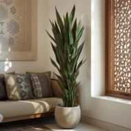 Elegant 100cm Dracaena Marginata indoor plant with three poles and slender red-edged leaves in pot