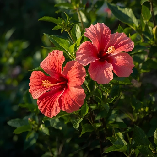 Potted hibiscus plant with tropical flowers used for home décor in Qatar.